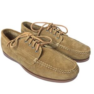 J. Crew Men's Suede Lace Up Loafers Size 11 Brown Tan Boat Shoe Classic Preppy